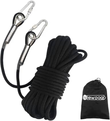 NewDoar Corda de escalada 8 (5/40.6 cm), 10 mm (3/20.3 cm), corda acessório de alta resistência com 2 ganchos de aço, para resgate ao ar livre, corda de rapel, penhascos, bordas, equipamento de alça