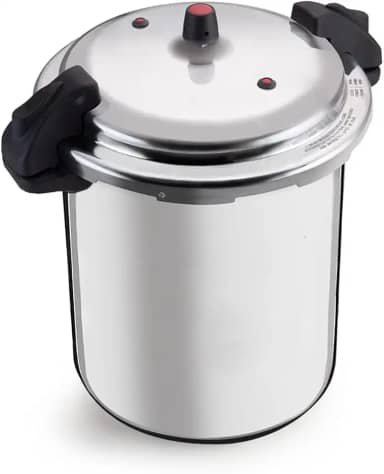 Panela De Pressão Polida 24 Litros com Fechamento Externo, 02 Válvulas De Segurança – Alta Capacidade e Segurança, Menor Tempo De Cozimento