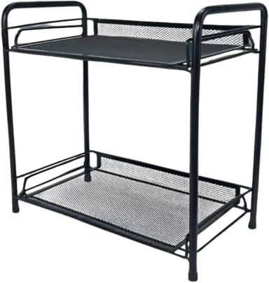 Organizador de Cosméticos com 2 Prateleiras, Aramado Preto, 36 x 17,5 x 32,5 cm, para Bancada e Banheiro
