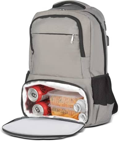 Mochila para Notebook até 13” com Compartimento Térmico 6,7L – Tecido Sustentável 300D, Entrada USB e Fone, Alças Reforçadas e Bolsos Laterais