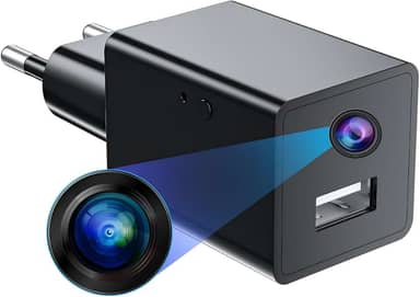 Mini Câmera Espiã Carregador de Tomada Discreta disfarçacada com 64GB Full HD 1080p Detecção de Movimento Sem Wi-Fi Segurança Discreto Monitoramento Residencial, Comercial, Babá, Cuidadores e Pet