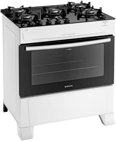 Fogão Atlas 5 Bocas Mônaco Top Glass Com Acendimento Automático