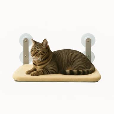 Cama Gato Suspensa Janela Ventosa Rede Caminha Conforto Pet (Bege, Grande)