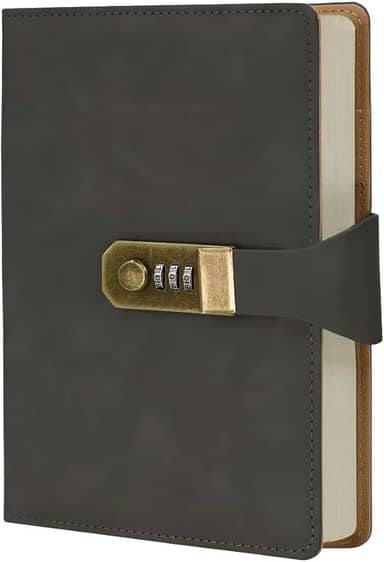 Caderno Agenda Diário Com Cadeado A5 288 Páginas Com Linhas E Fechadura E Marca-páginas Privacidade Para Escrita, Ideias, Estudo E Organização Escritorio Escola (Preto)