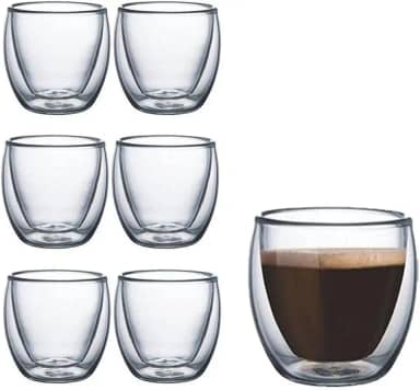 Conjunto Copos Para Café Parede Dupla Sem Alça 80ml borossilicato dupla camada (6)