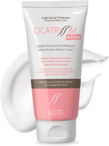 Cicatrissim White Creme Para Estrias Brancas e Antigas - Suaviza Estrias, Uniformiza e Firma a Pele - Todos os Tipos de Pele - 150g
