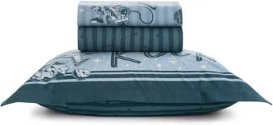 Jogo de Lençol Solteiro Karsten Infantil Percal 200 fios 100% Algodão Estampado com Virol 3 peças (Espacial)