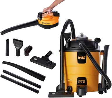 WAP Aspirador de Pó e Água Barril GTW 55, Profissional, 55 Litros, com Soprador e Filtro Lavável, 230mbar 1600W 220V