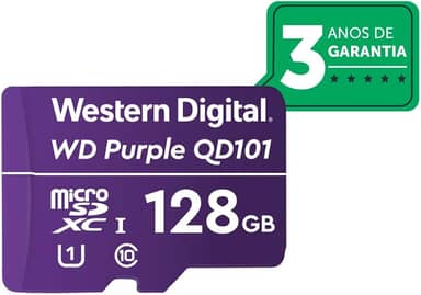 Cartão de Memória Com 3 anos de Garantia Micro SD 128GB WD Purple Intelbras
