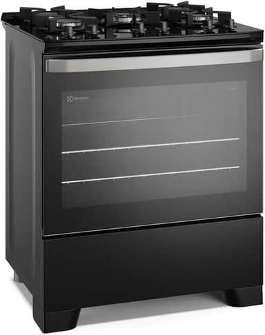 Fogão 5 bocas Electrolux Preto Efficient Mesa de Vidro, PerfectCook e Grades de Ferro (FE5GB)