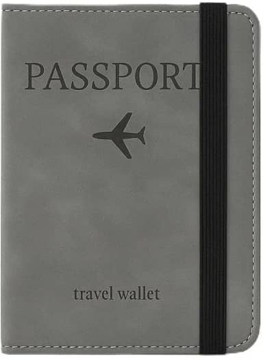 Porta Passaporte Com Elástico Ajustável Organizador De Documentos De Viagem Carteira Porta Cartões Capa Slim Doleira Antifurto Ideal Para Viagens (Cinza)