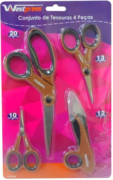 Kit de Tesouras Corte de Costura 4 Peças Westpress