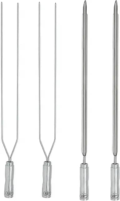 Kit 4 Espetos Universais para Churrasco - 2 Espetos Duplos, 2 Espetos Espadas - 100% Inox Maciço, 67cm
