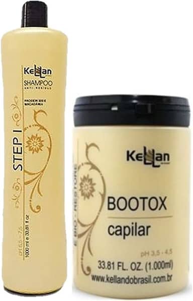 Kellan Profissional Shampoo Step 1lt + Redutor de Volume Tratamento Capilar 1kg