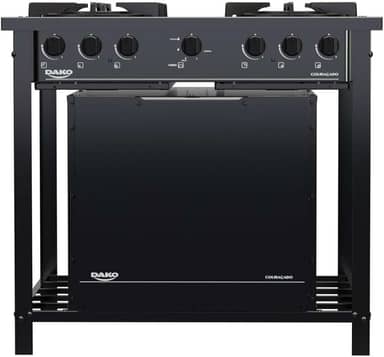 Fogão Industrial 4 Bocas Preto com Forno e Tripla Chama Dako Couraçado