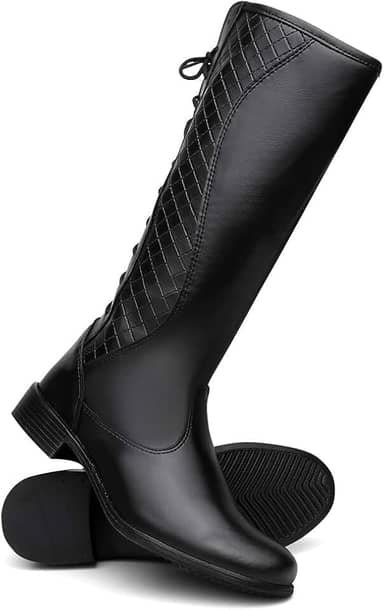 Bota Feminina Cano Longo Montaria Com Ajuste de Amarração