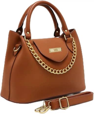 Bolsa Feminina Com Alça de Mão e Ombro Reajustável e Com Bolso Externo + Detalhe em Corrente