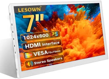 Monitor Hdmi Portátil De 7 Polegadas, Tela Secundária Pequena, Tela Lcd Ips 1024X600, Montagem Em Parede Vesa, Display De Temperatura Para Pc Com Alto-Falantes Para Câmera Cctv Windows, Raspb