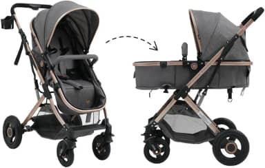 Carrinho Passeio Bebê Moisés Reversível Elysian Maxi Baby (Cinza)