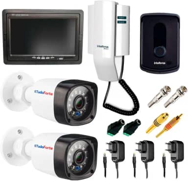 Kit Porteiro Intelbras IPR8010 com 02 Câmeras Infravermelho e Tela Monitor 7" LCD Colorido