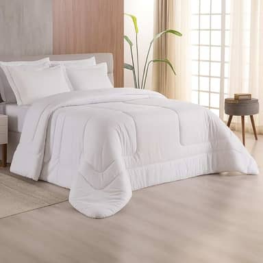 Edredom Solteiro 400 Fios Dupla Face Matelado Toque Acetinado 01 Peça Branco