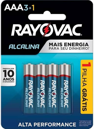 Pilha, Rayovac, Alcalina 20324, Azul, AAA, Palito, Pacote de 4