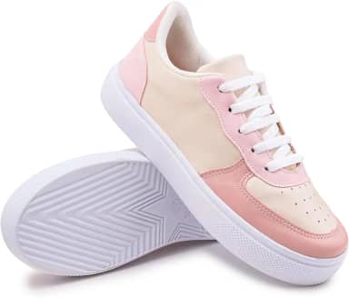 Tênis Casual Feminino Clássico Off-White, Bege, Tons Pasteis, Solado Leve Macio Confort