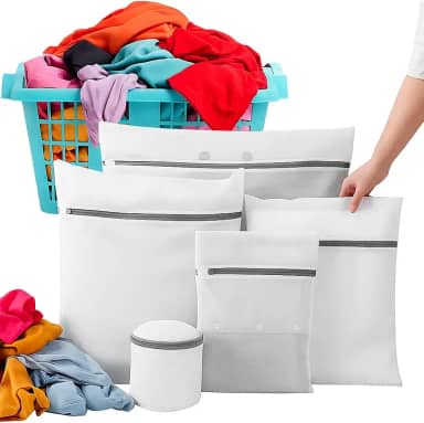 Kit 5 Sacos para Lavar Roupas Delicadas na Máquina de Lavar Duráveis Proteção Total Contra Danos e Desgaste Zíper Reforçado Perfeito para Roupas Íntimas Dollar Qualidade Premium