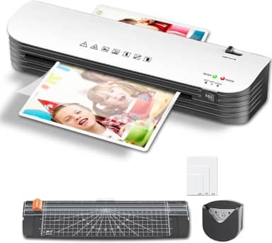 QFUN Plastificadora e Laminadora A4 220V para Casa, Escola e Pequenos Negócios, Emplastificadora Compacta com ABS, Suporta 80-125 Mic, Uso Diário, SL299