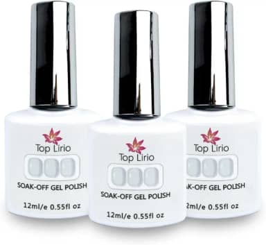 Kit 3 Esmaltes Gel Translúcido Renda Top Lirio Soak-Off 12ml