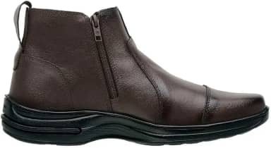 Botina Bota Masculina Confortável Couro Legítimo Com Zíper