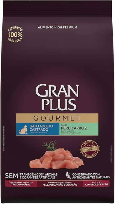 Gran Plus Ração Para Gatos Castrados Gourmet Peru 10 1Kg