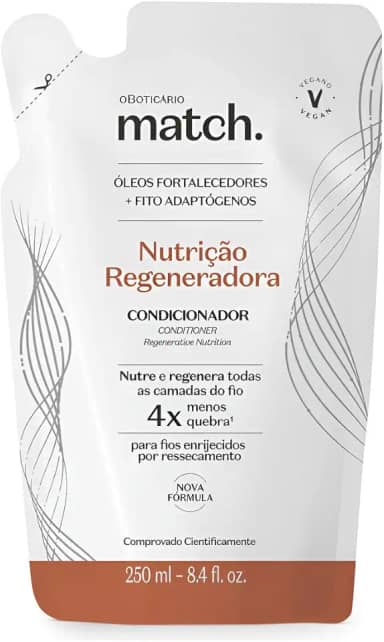 O Boticário Match: Condicionador Refil Nutrição Regeneradora Cabelos Danificados 250ml
