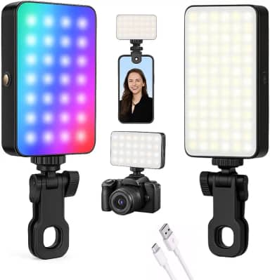 Iluminação Para Vídeo Selfie Portátil Ajustável Com Luz Led RGB Profissional - Para Celular Notebook Câmera