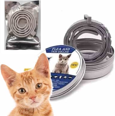 Coleira Antipulgas para Gatos - 39cm – Proteção de até 8 Meses + Lata de Alumínio – Natural com Óleos Essenciais - Coleira repelente - Coleira contra pulgas e carrapatos - Ajustável - Hipoalergênica