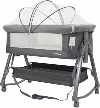 Berço Portátil Moises Co-bed Com Balanço Mosquiteiro e Cesto Cinza - KaBaby