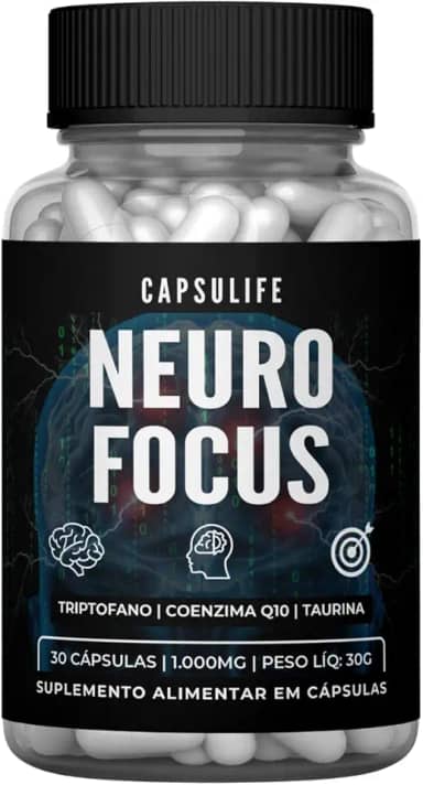 Nootropico Neuro Focus Suplemento Natural para Cérebro | Cápsulas da Inteligência e Energia Mental | Concentração, Foco, Memória, Anti Estresse | 30 Cápsulas - Alta Performance Mental