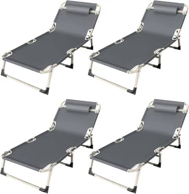 Kit com 4 Espreguiçadeira Dobrável Portátil Reforçada em Aço Cama Dobrável Confortável Até 150kg (4 unidades)