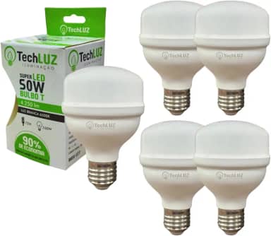 Kit 5 Lâmpadas Led 50w Super Bulbo Alta Potência Bivolt Branco Frio- Techluz