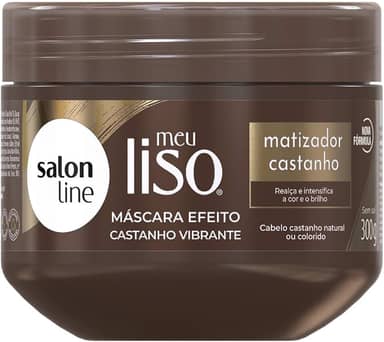 Salon Line, Meu Liso, Máscara, Matizador Castanho, Vegano - Para Cabelos Lisos, Ondulados, Alisados, Relaxados ou Quimicamente Tratados, 300g
