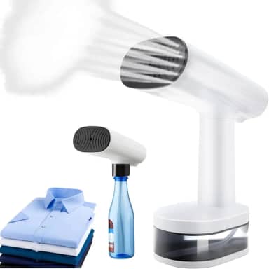 Vaporizador de roupas portáteis, Com adaptador para garrafa externa, Ajuste de três velocidades, Visor LED, Tanque de água de 370 ml, Com escova, Adequado para todos os tecidos de roupas (127 V)