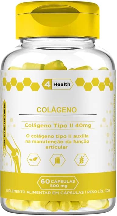 Colágeno TIPO II 40mg 60 Cápsulas, Tecnologia Importada, Articulações - 4 Health