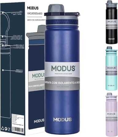 Garrafa Térmica - 750ml, Parede Dupla de Isolamento 24horas Gelado, Tampa Rosca De Segurança, Anti Vazamento, BPA Free (Azul)