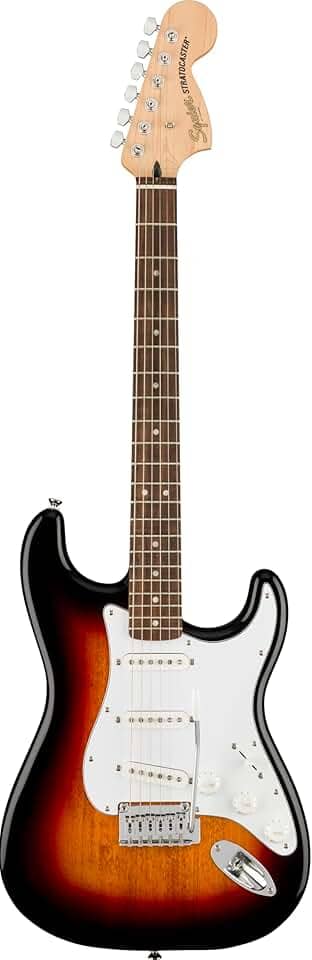 Guitarra elétrica Squier Affinity Series Stratocaster, com 2 anos de garantia, 3 cores Sunburst, Laurel Fingerboard