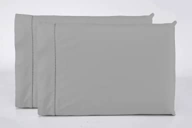 Kit 2 Fronhas Avulsas Percal 400 Fios Ponto Palito 100% Algodão (Cinza)