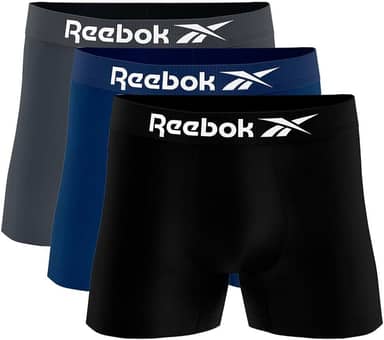 Kit 3 Cuecas Boxer Reebok Masculinas Microfibra Adulto Box Sem Costura Sortidas