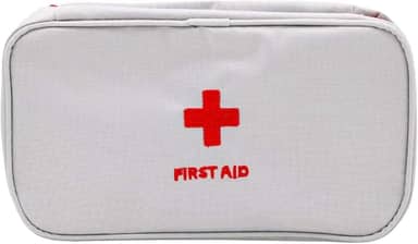 Bolsa de Primeiros Socorros P – Organizador de Remédios e Kit de Emergência | Compacta, Leve e Resistente para Viagens, Casa e Carro | Compartimentos Internos e Design Portátil (Branco)