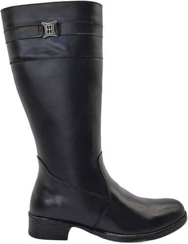 Bota Feminina Montaria Preto Cano Longo em Couro 137