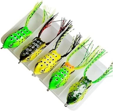 Kit Com 5 Isca Artificial Sapo Frog Anti Enrosco Para Traira e Grandes Peixes