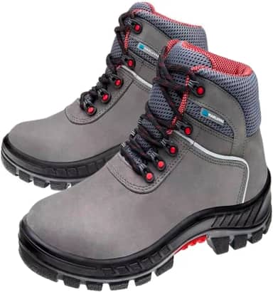 Bota botina Segurança Ocupacional EPI Marluvas Linha Premier 75BPR-PVC cabedal em Nobuck Bico PVC e solado Bidensidade com Estabilizador